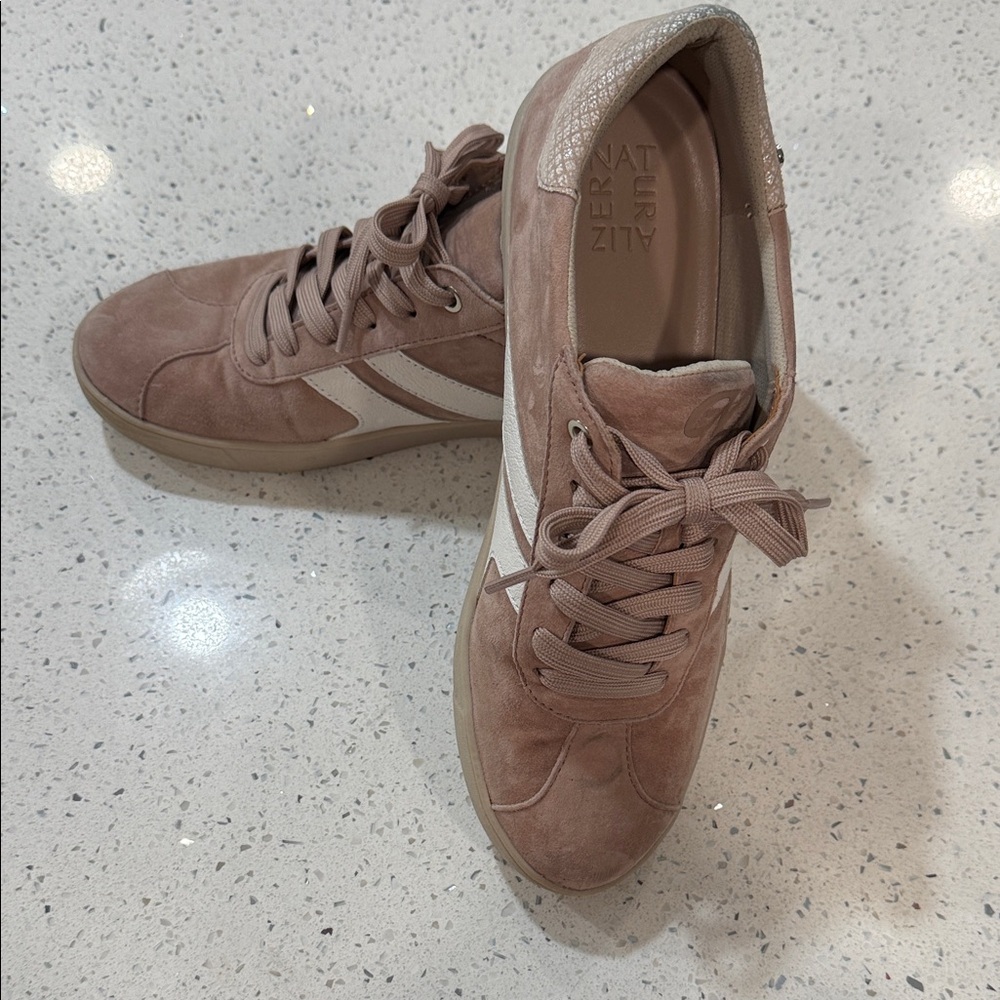Naturalizer Suede Sneakers in Pink and Cream